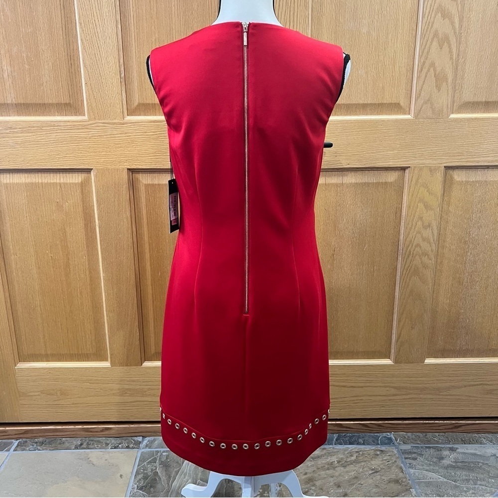 NWT Karl Lagerfeld Paris Red Grommet Scuba Shift Dress Size 8 - Picture 4 of 10